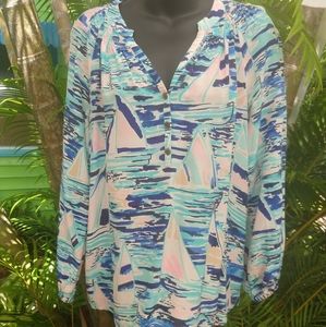 ⛵🌴Lilly Pulitzer Elsa Pier Silk Sail Blouse 🌴